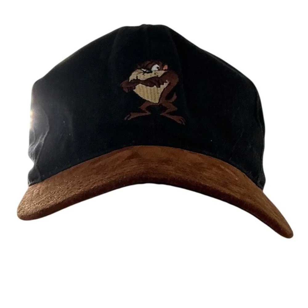 Vintage 1991 Warner Bros Taz Tasmanian Devil Snapback Hat Black Brown USA Made - Picture 6 of 7